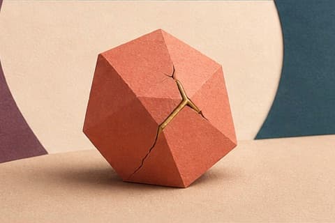 Apologize and repair with maturity is represented by a bounded abstract editorial still life without people, profiles, messages, metrics, or promised dating results.
