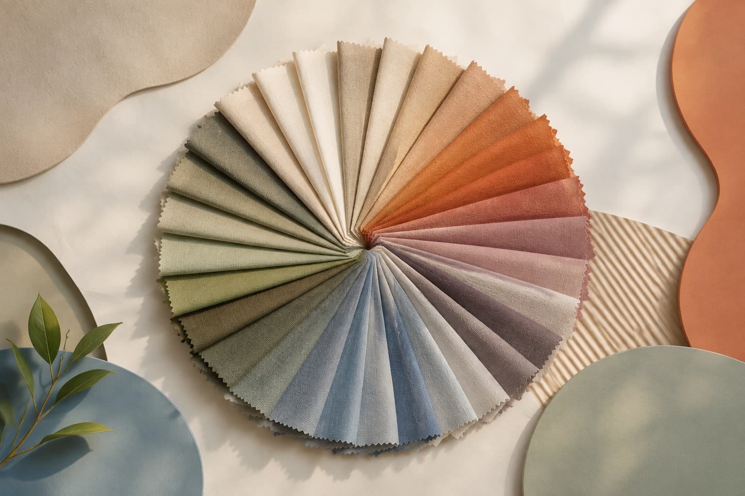 Find your color palette represented by a bounded tactile editorial still life without people, text, brands, fake UI, or promised outcomes.