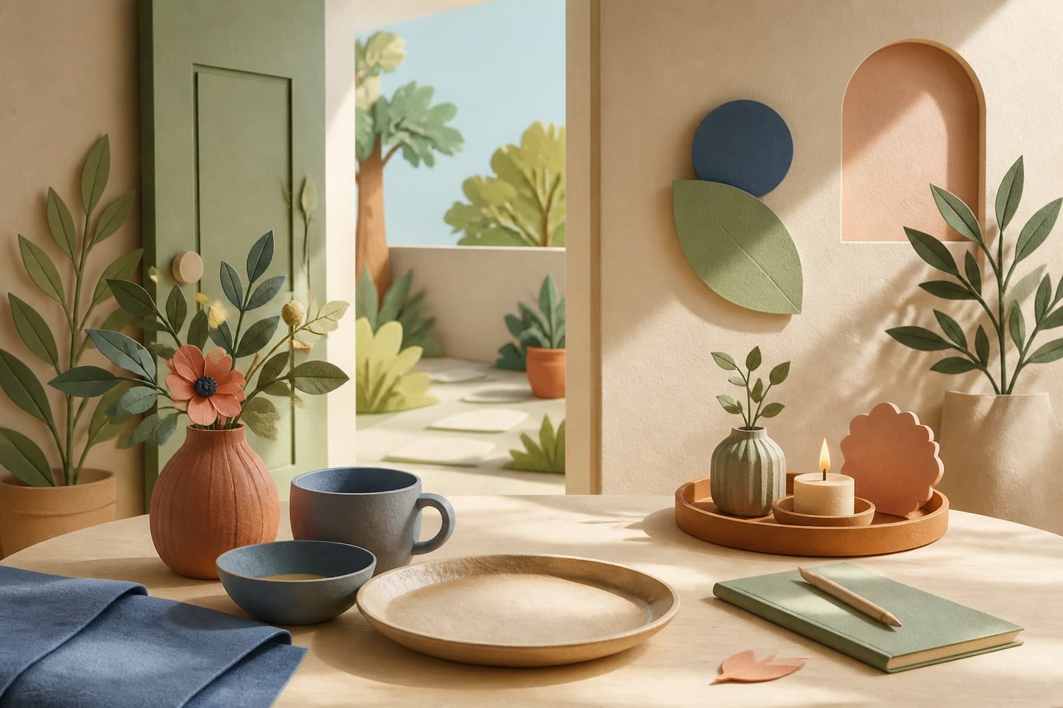 Live with More Elegance represented by a calm tactile editorial still life without people, brands, status promises, or guaranteed outcomes.