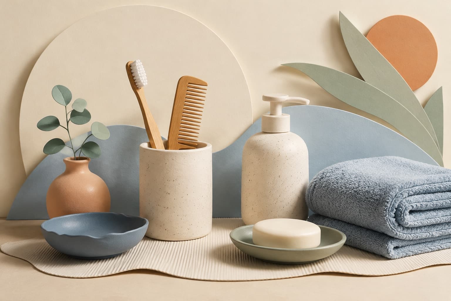 Upgrade grooming and personal care represented by a bounded tactile editorial still life without people, text, brands, fake UI, or promised outcomes.