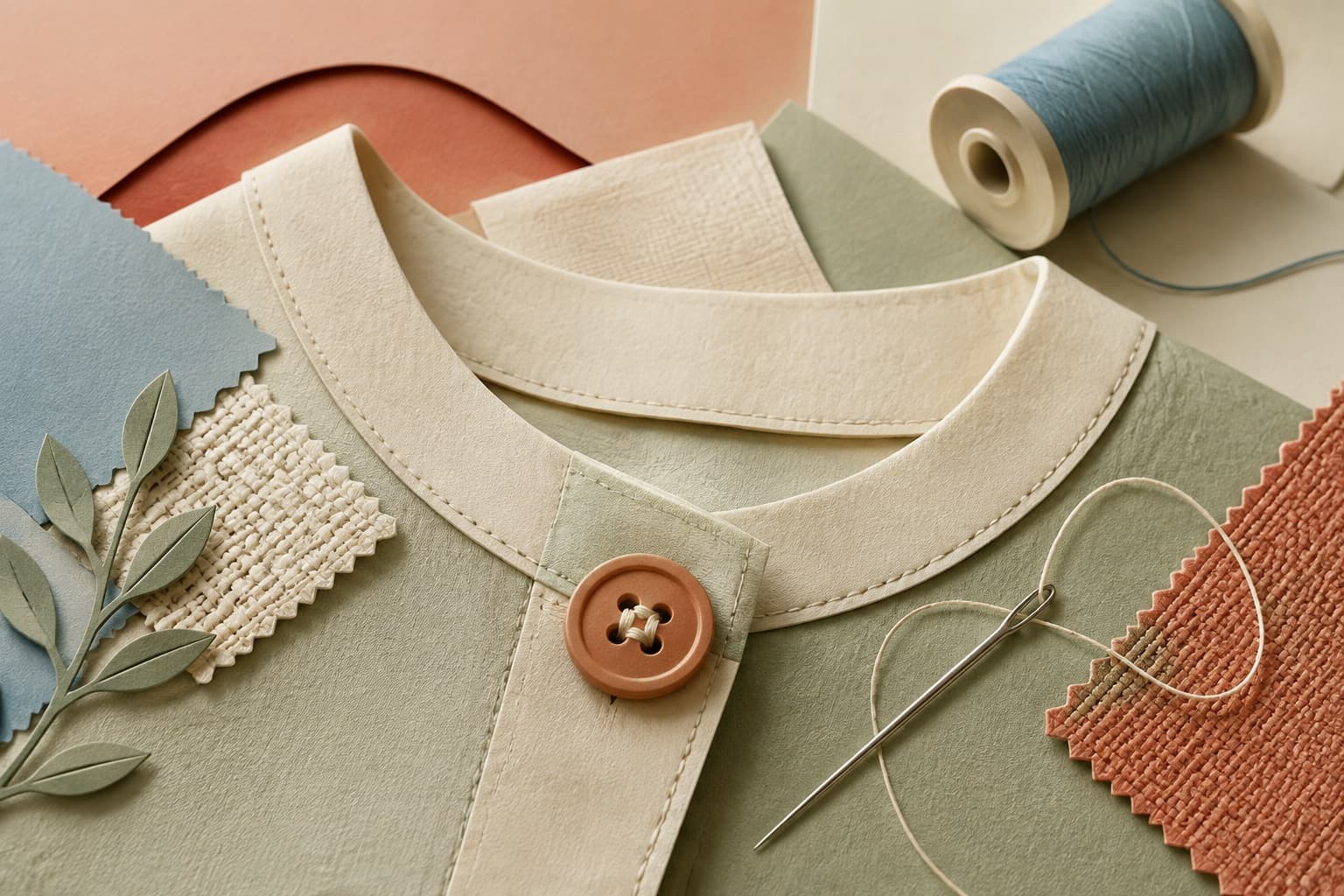 Uplevel your closet represented by a bounded tactile editorial still life without people, text, brands, fake UI, or promised outcomes.