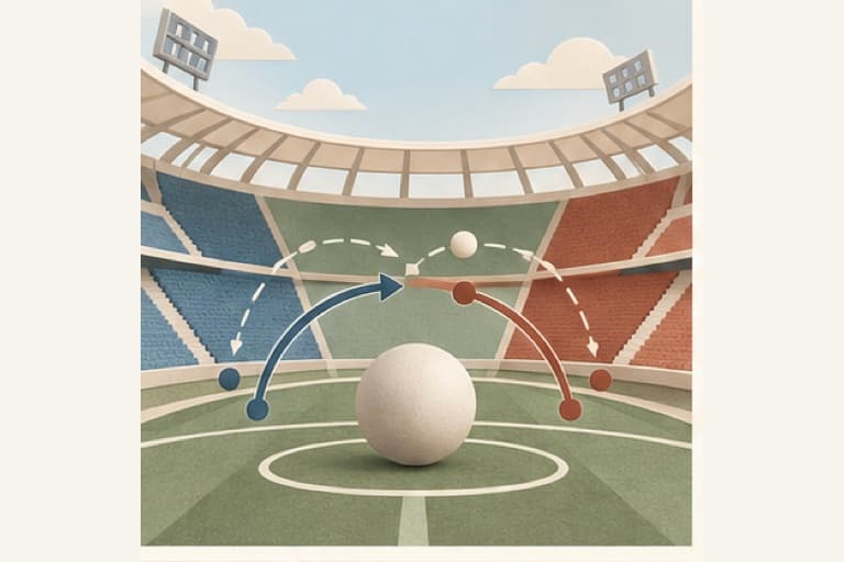 Follow sports intelligently represented by a bounded tactile editorial still life without people, text, brands, fake UI, or promised outcomes.