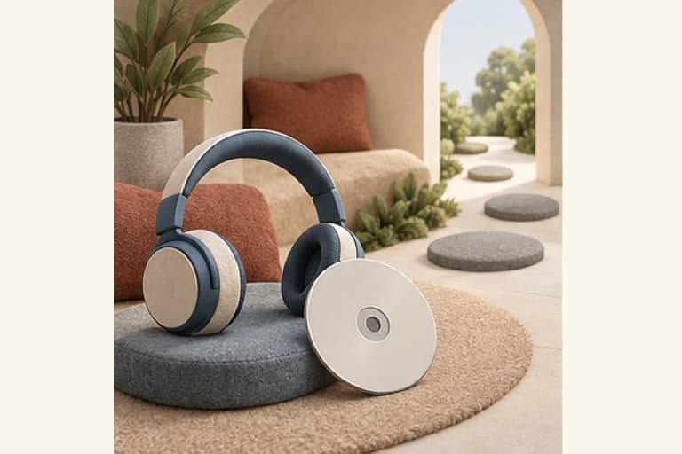 Get discovered in the music industry represented by a bounded tactile editorial still life without people, text, brands, fake UI, or promised outcomes.