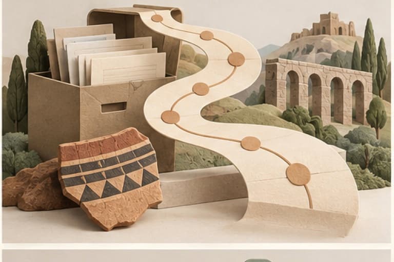 Learn basic history represented by a bounded tactile editorial still life without people, text, brands, fake UI, or promised outcomes.
