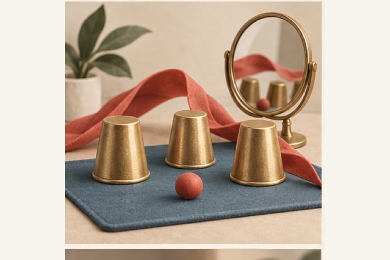 Learn beginner magic tricks represented by a bounded tactile editorial still life without people, text, brands, fake UI, or promised outcomes.