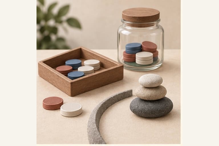 Manage bankroll and risk represented by a bounded tactile editorial still life without people, text, brands, fake UI, or promised outcomes.