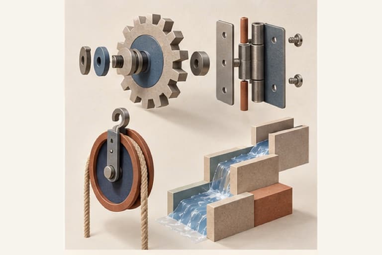 Understand how things work represented by a bounded tactile editorial still life without people, text, brands, fake UI, or promised outcomes.