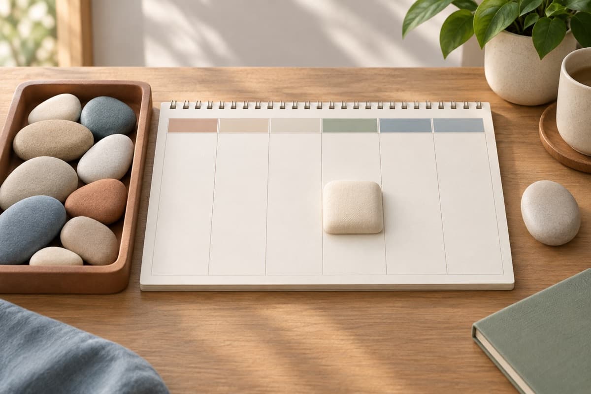 Buy back your time represented by a bounded tactile editorial still life without people, text, brands, fake UI, or promised outcomes.