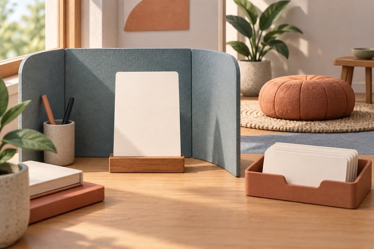 Maintain focus represented by a bounded tactile editorial still life without people, text, brands, fake UI, or promised outcomes.