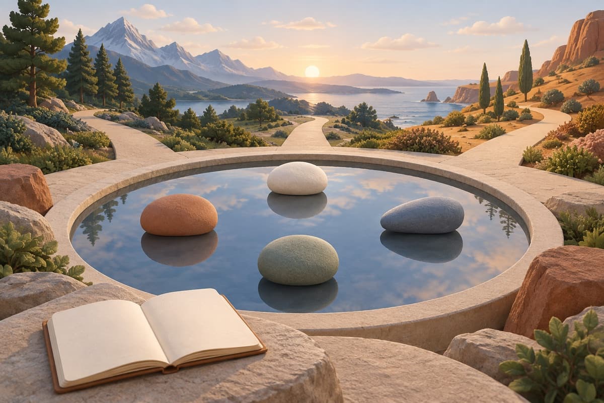 Reflect on what matters represented by a bounded tactile editorial still life without people, text, brands, fake UI, or promised outcomes.