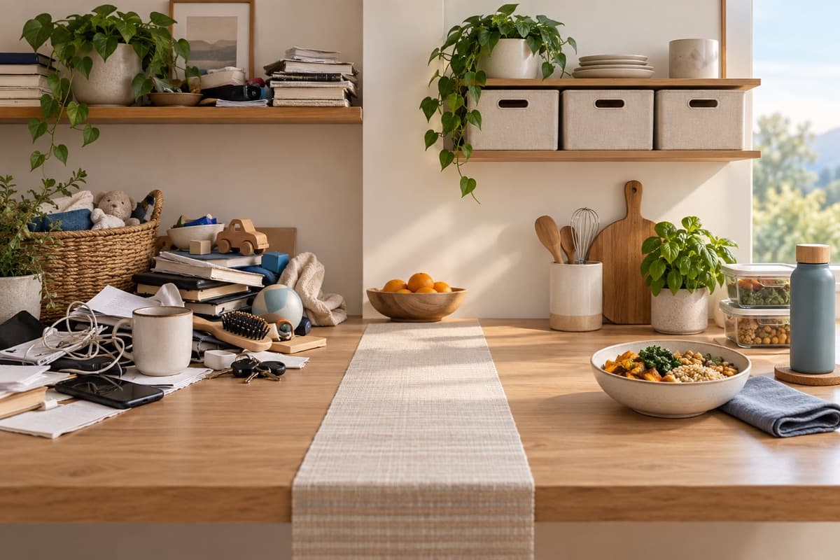 Simplify Everyday Life represented by a calm tactile editorial still life without people, brands, text, or guaranteed outcomes.