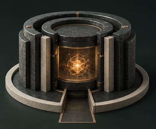Concentrated energy is isolated inside a reinforced enclosure.