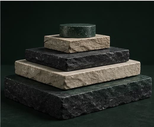 Layered forest-green and ivory forms create a stable financial foundation.