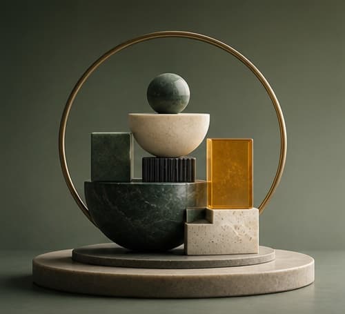 Simple foundational shapes connect into a balanced system.