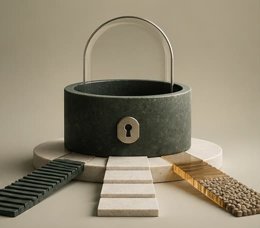 A secure abstract container opens to a structured path.