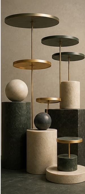 Tall layered forms enclose a calm protected center.