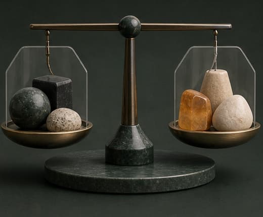 Balanced contrasting forms show different kinds of financial obligation.