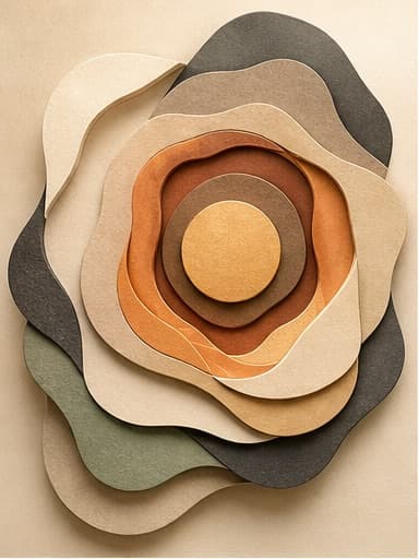 Flexible layered forms gather around a resilient center.