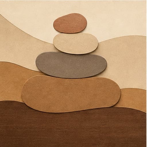 Earth-toned stones rest securely on layered ground.
