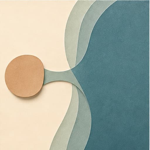 A bounded form connects respectfully to a larger supportive structure.