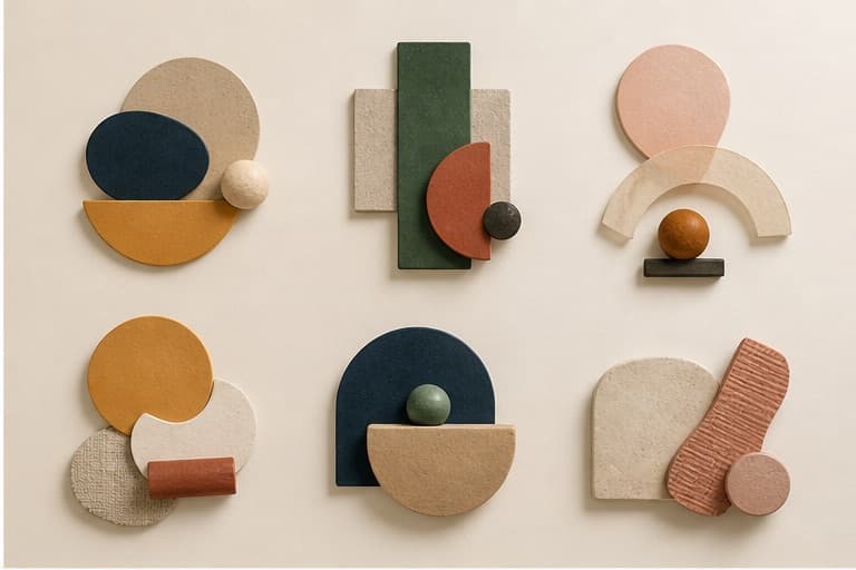 Several distinct abstract arrangements appear as optional reflective lenses.