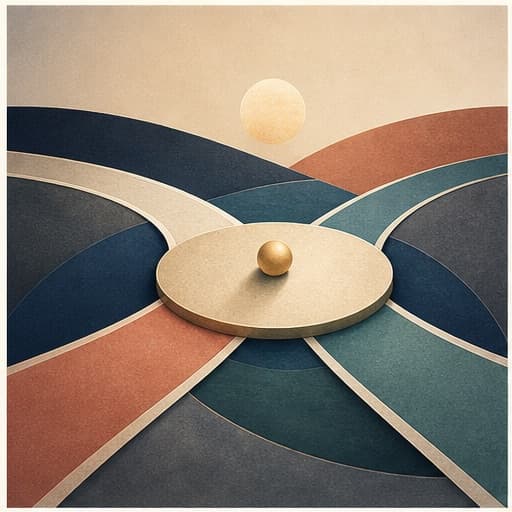 Multiple paths meet at a calm central platform for deliberate self-management.