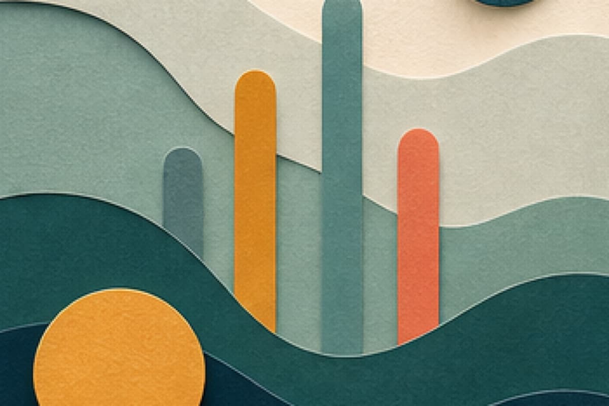 Unlabeled abstract markers sit within a calm landscape for bounded trend review.