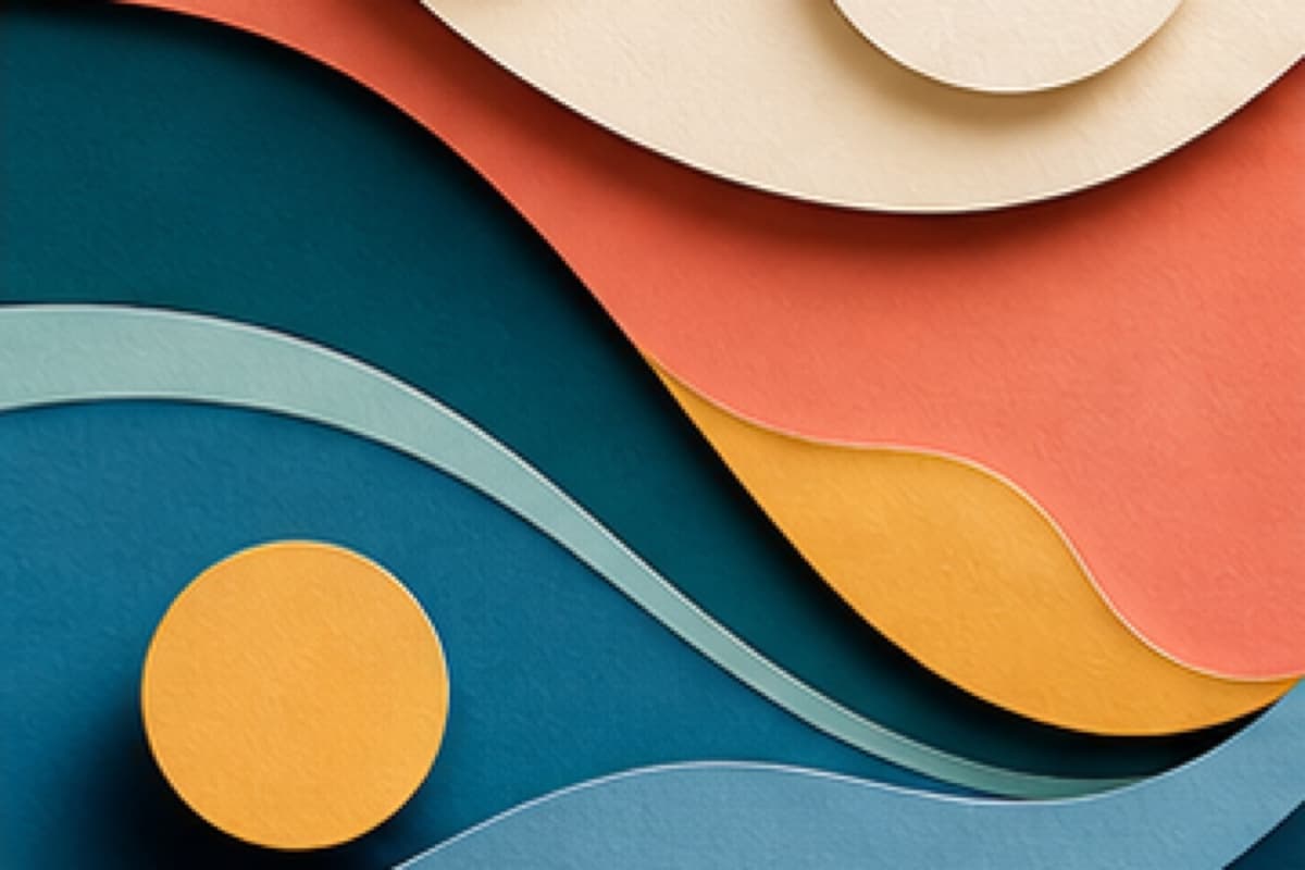 Calm abstract waves and circles suggest steady care-aligned habits without readings or targets.