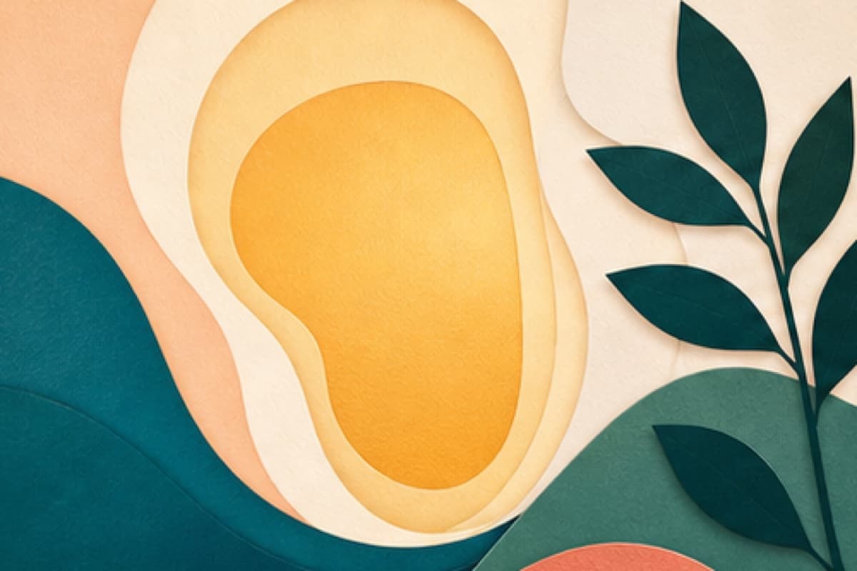 Warm light and leaves form a gentle abstract care composition without skin claims.