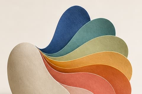 Different colors and textures remain distinct within a calm shared field.