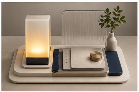 Win at Work with AI is represented by a calm abstract editorial still life without people, text, or promised outcomes.